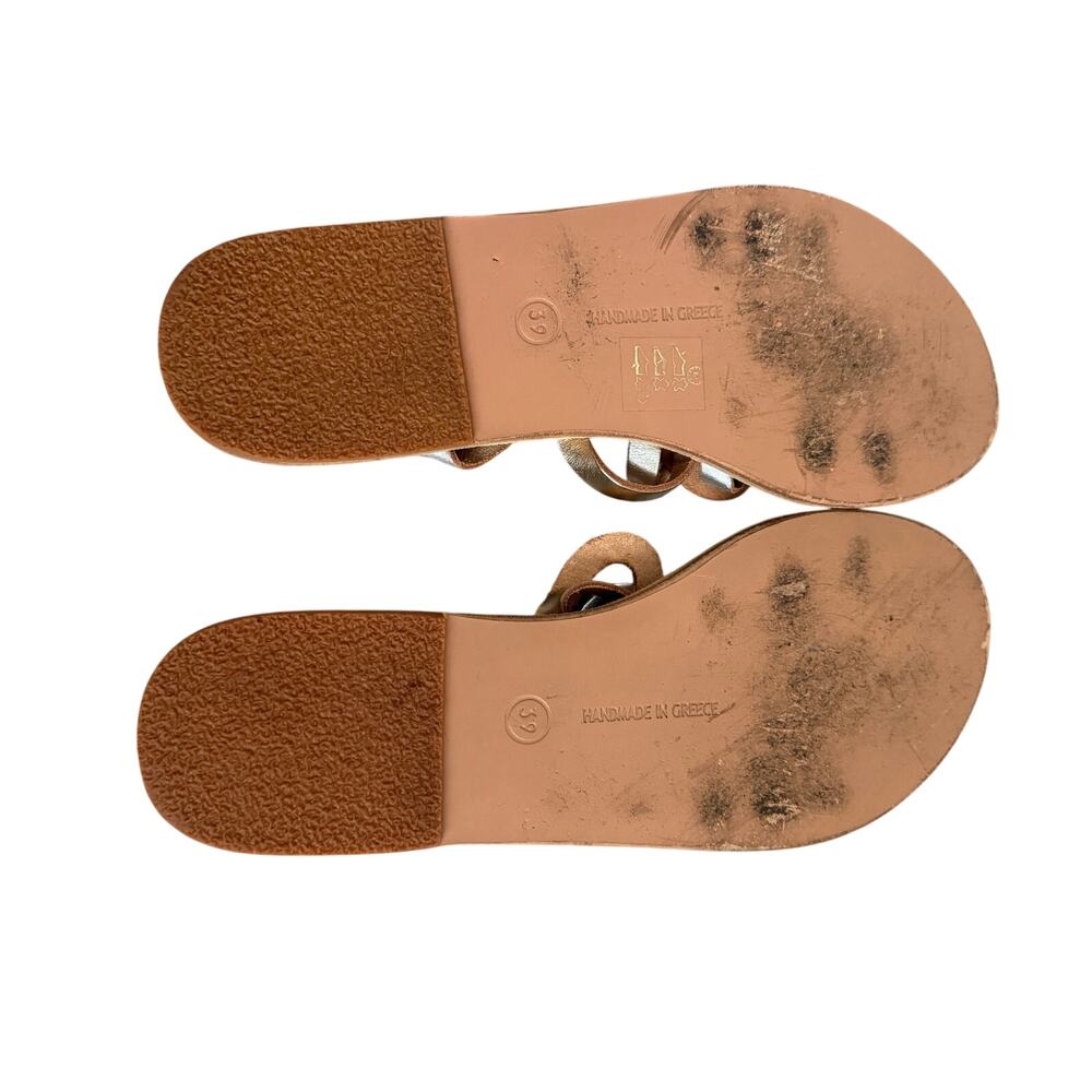 Ancient Greek Sandals Metallic Leather Strappy Slide Sandals Brown Women's 39 - Picture 6 of 9